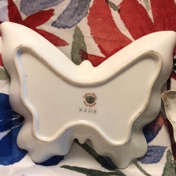 Two Lefton China Butterfly Dish/Trinket/Tea Bag Holder Hand Painted Numbered - Picture 2 of 3